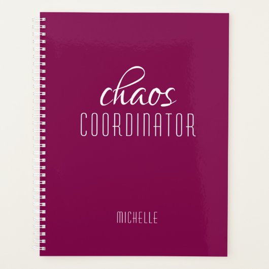 Chaos Coordinator Roze Gepersonaliseerde Naam Planner (Voorkant)