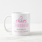 Chaos Coordinator roze Typografie op maat Koffiemok (Links)