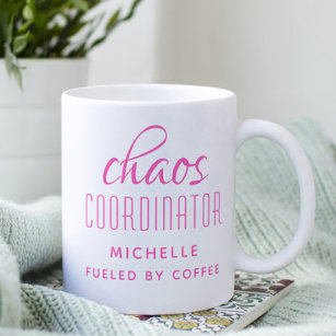 Chaos Coordinator roze Typografie op maat Koffiemok