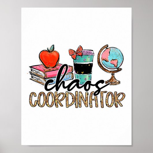 Chaos Coordinator Teacher Fun Teacher Humor Leopar Poster (Voorkant)