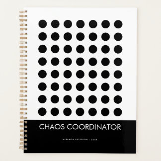 Chaos Coördinator Zwart Wit Gepersonaliseerde Naam Planner
