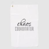 Chaos Coordinator Zwart-wit Typografische Tekst Golfhanddoek (Voorkant)