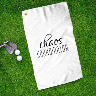 Chaos Coordinator Zwart-wit Typografische Tekst Golfhanddoek