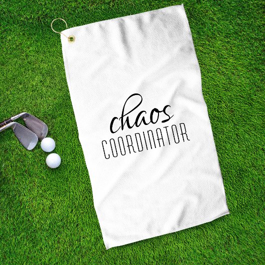 Chaos Coordinator Zwart-wit Typografische Tekst Golfhanddoek