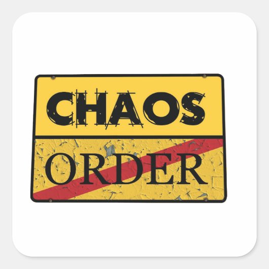 Chaos en bestelling vierkante sticker (Voorkant)