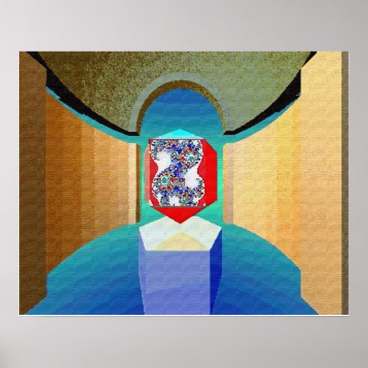 CHAOS EN ORDE TEMPLE Surreal Fractal Art Poster (Voorkant)