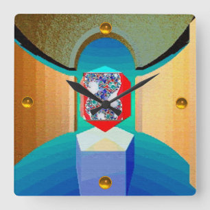 CHAOS EN ORDE TEMPLE Surreal Fractal Art Vierkante Klok