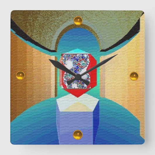 CHAOS EN ORDE TEMPLE Surreal Fractal Art Vierkante Klok (Voorkant)