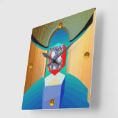 CHAOS EN ORDE TEMPLE Surreal Fractal Art Vierkante Klok (Hoek)