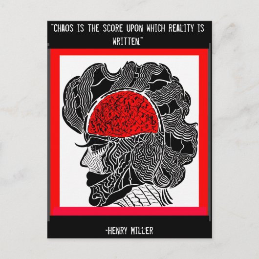 Chaos en realiteitsontwerp briefkaart (Voorkant)