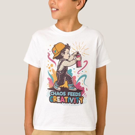 Chaos Feeds Creativity – Retro Graffiti Pop Art  T-shirt (Voorkant)