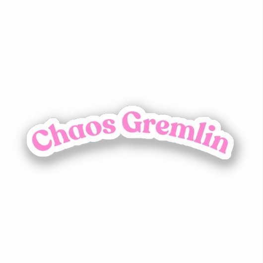 Chaos Gremlin | Grappige Roze Bubbel Letter Sticker (Voorkant)