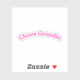 Chaos Gremlin   Grappige Roze Bubbel Letter Sticker