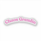 Chaos Gremlin | Grappige Roze Bubbel Letter Sticker (Voorkant)