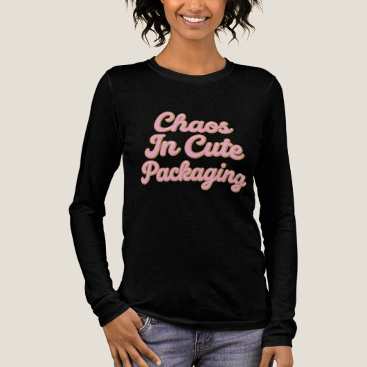 Chaos in a Cute Package – Sweet & Sparkly Typograp Tri-Blend Shirt (Voorkant)