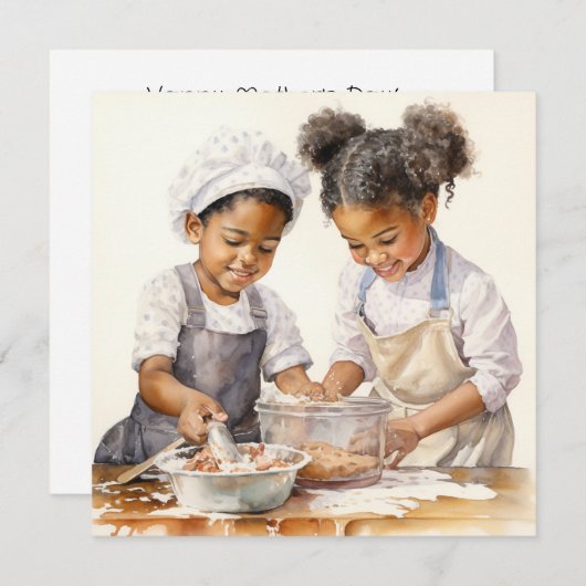 Chaos in de keuken: Moederdag Feestdagenkaart (Voorkant / Achterkant)