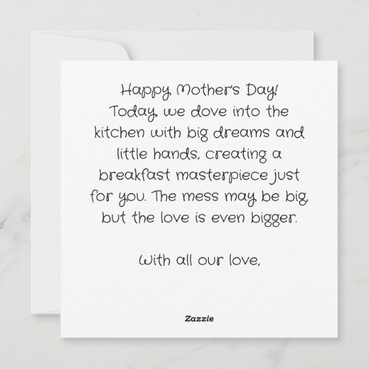 Chaos in de keuken: Moederdag Feestdagenkaart (Achterkant)
