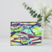 Chaos in Form Digital Art Briefkaart - Blauw (Staand voorkant)