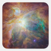 Chaos in het hart van Orion: Spitzer Hubble-compos Vierkante Sticker (Voorkant)