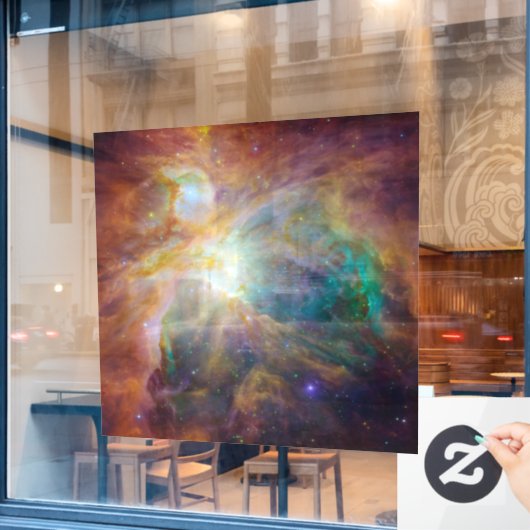 Chaos in het hart van Orion Spitzer Hubble-composi Raamsticker (Cafe Raam)