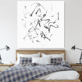 Chaos in Inkt – Expressieve Lijn Abstractie Canvas Afdruk (Insitu (Slaapkamer))