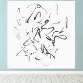 Chaos in Inkt – Expressieve Lijn Abstractie Canvas Afdruk (Insitu (Houten vloer))