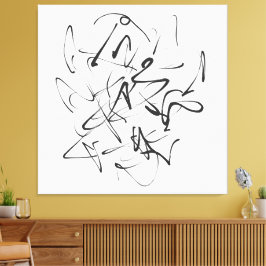 Chaos in Inkt – Expressieve Lijn Abstractie Canvas Afdruk