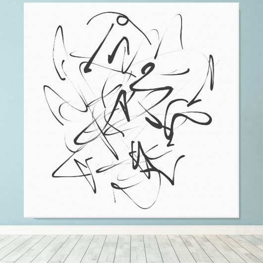 Chaos in inkt – expressieve lijnabstractie canvas afdruk (Insitu (Houten vloer))