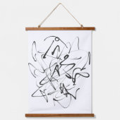 Chaos in inkt – expressieve lijnabstractie hangend wandkleed (Voorkant)