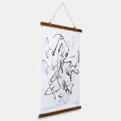 Chaos in inkt – expressieve lijnabstractie hangend wandkleed (Gebogen)