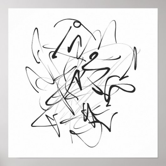 Chaos in inkt – expressieve lijnabstractie poster (Voorkant)
