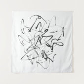 Chaos in inkt – expressieve lijnabstractie wandkleed (Voorkant)