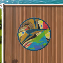 "Chaos in kleur" (5' Outdoor Rond) Area Rug