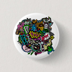 Chaos in kleurknoppenbadge ronde button 3,2 cm