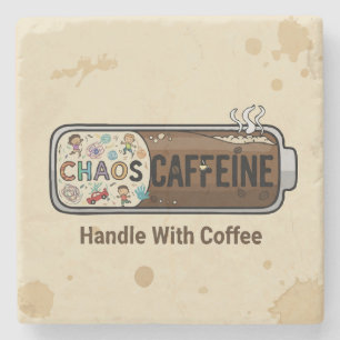 Chaos & Koffie Grappig Moederdag Moeder Leven Koff Stenen Onderzetter
