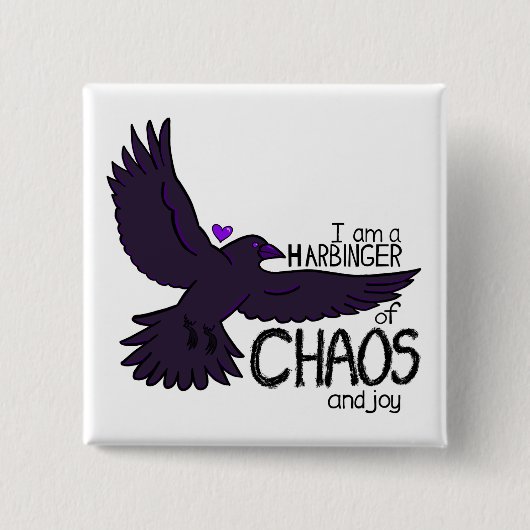Chaos Kraai Vierkante Button 5,1 Cm (Voorkant)