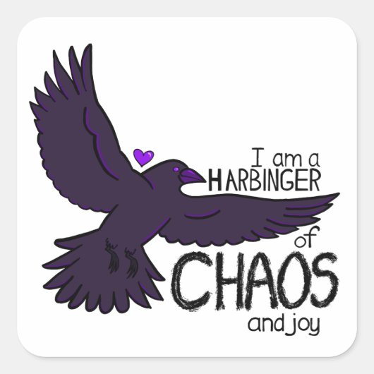 Chaos Kraai Vierkante Sticker (Voorkant)