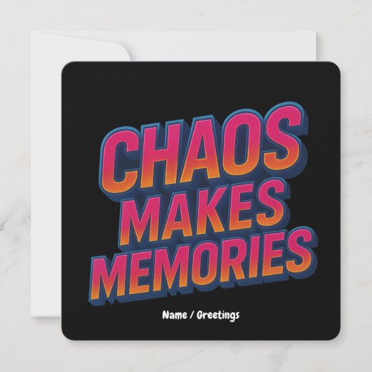 Chaos maakt herinneringen retro synthwave ontwerp kaart (Voorkant)