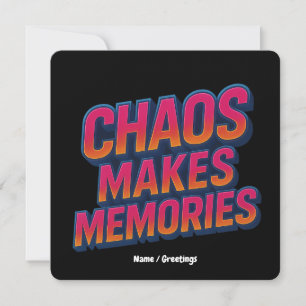 Chaos maakt herinneringen retro synthwave ontwerp  kaart