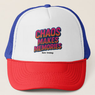 Chaos maakt herinneringen retro synthwave ontwerp  trucker pet