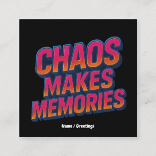 Chaos maakt herinneringen retro synthwave ontwerp vierkante visitekaartje