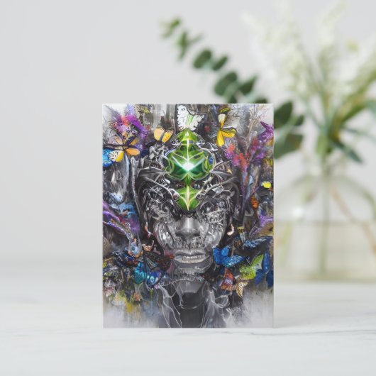 Chaos Man AI Art Briefkaart (Staand voorkant)