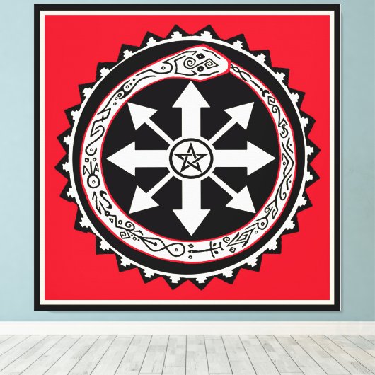 Chaos met Ouroburos Snake Canvas Afdruk (Insitu (Houten vloer))