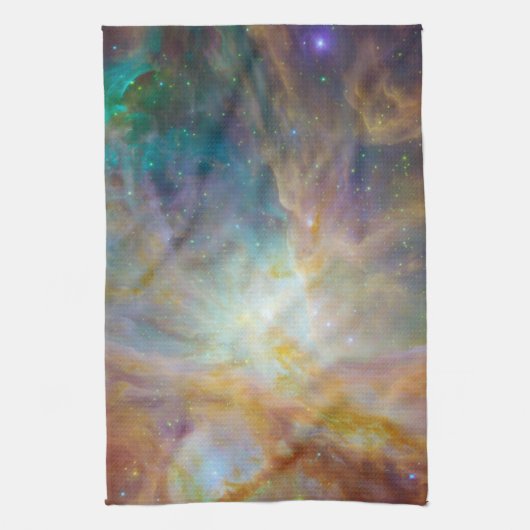 Chaos op het hart van Orion Spitzer Hubble Composi Theedoek (Verticaal)