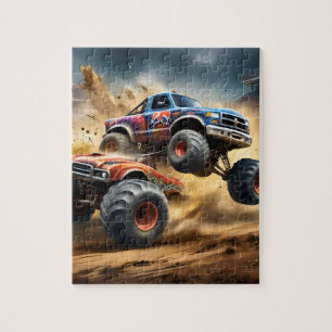 Chaos op wielen: Monster Truck slaat Derby Legpuzzel