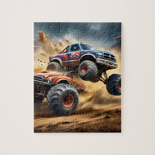 Chaos op wielen: Monster Truck slaat Derby Legpuzzel (Verticaal)