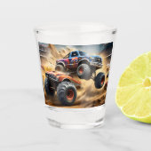 Chaos op wielen: Monster Truck slaat Derby Shot Glas (Voorkant)
