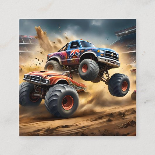 Chaos op wielen: Monster Truck slaat Derby Vierkante Visitekaartje (Voorkant)
