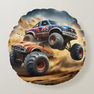 Chaos op wielen: Monster Truck Smash Derby Rond Kussen