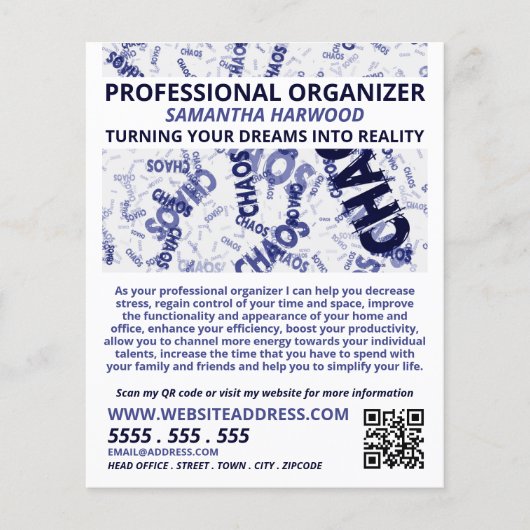 Chaos Slogan Design, Professional Organizer Flyer (Voorkant)